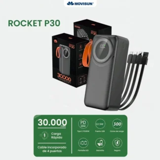 POWER BANK 20.000 mah - ROCKET P30 - MOVISUN - CARGA RAPIDA