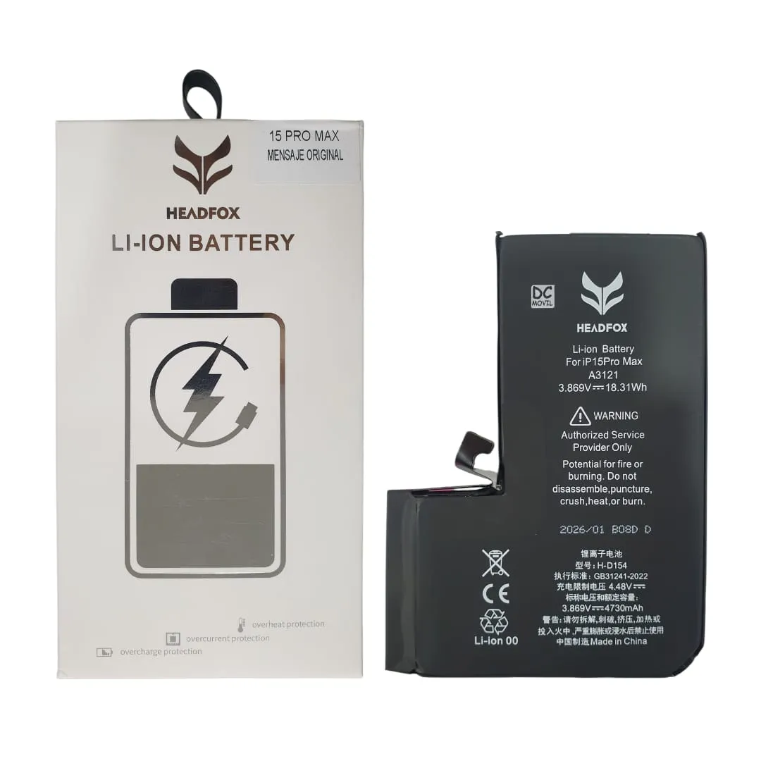 BATERIA IPHONE 15 PRO MAX - DIAGNOSTICO - CALIDAD ORIGINAL - HEADFOX